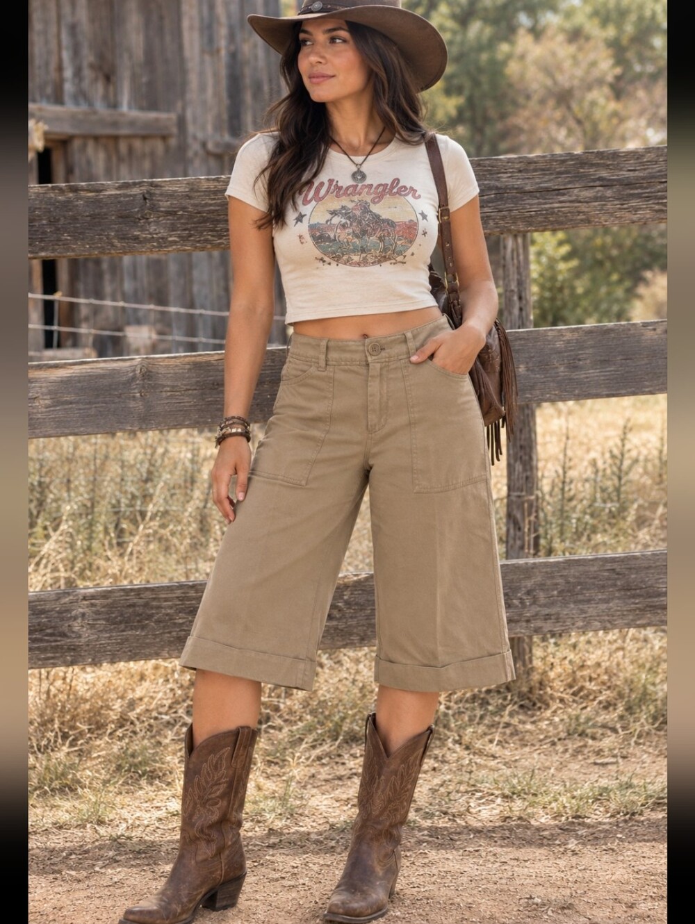 Wide Leg Bermuda Crop Pants